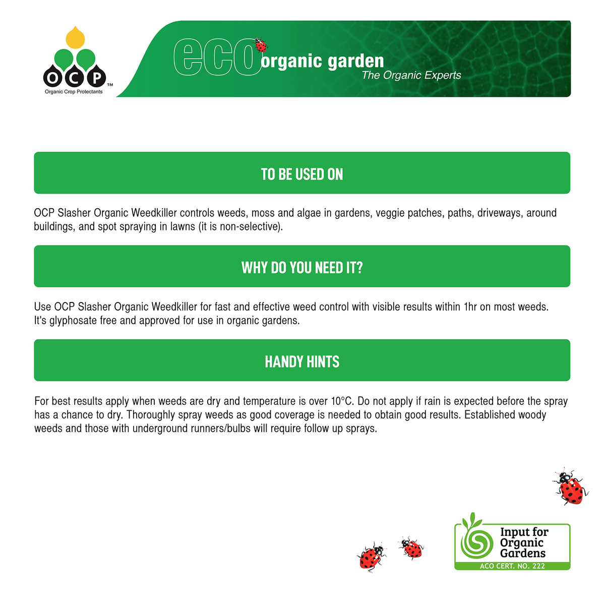OCP Slasher Weedkiller Concentrate 1L Organic Non-Selective, Veggie Safe