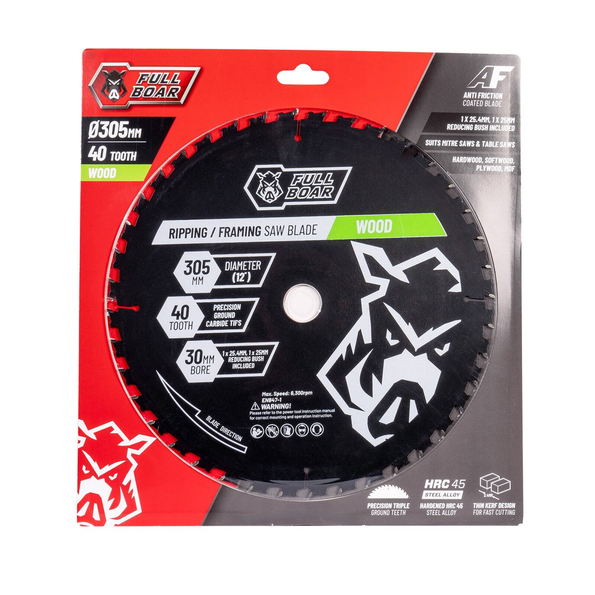 Full Boar Circular Saw Blade - 305mm 40t - High-Speed Steel - Precision Cutting - SuperSaverAU - view 1