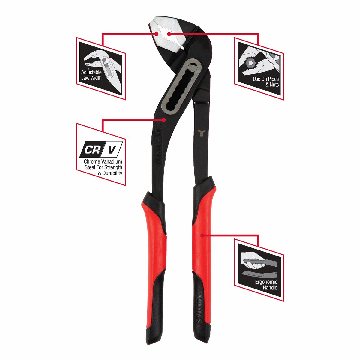 Trojan 300mm Multigrip Pliers CRV