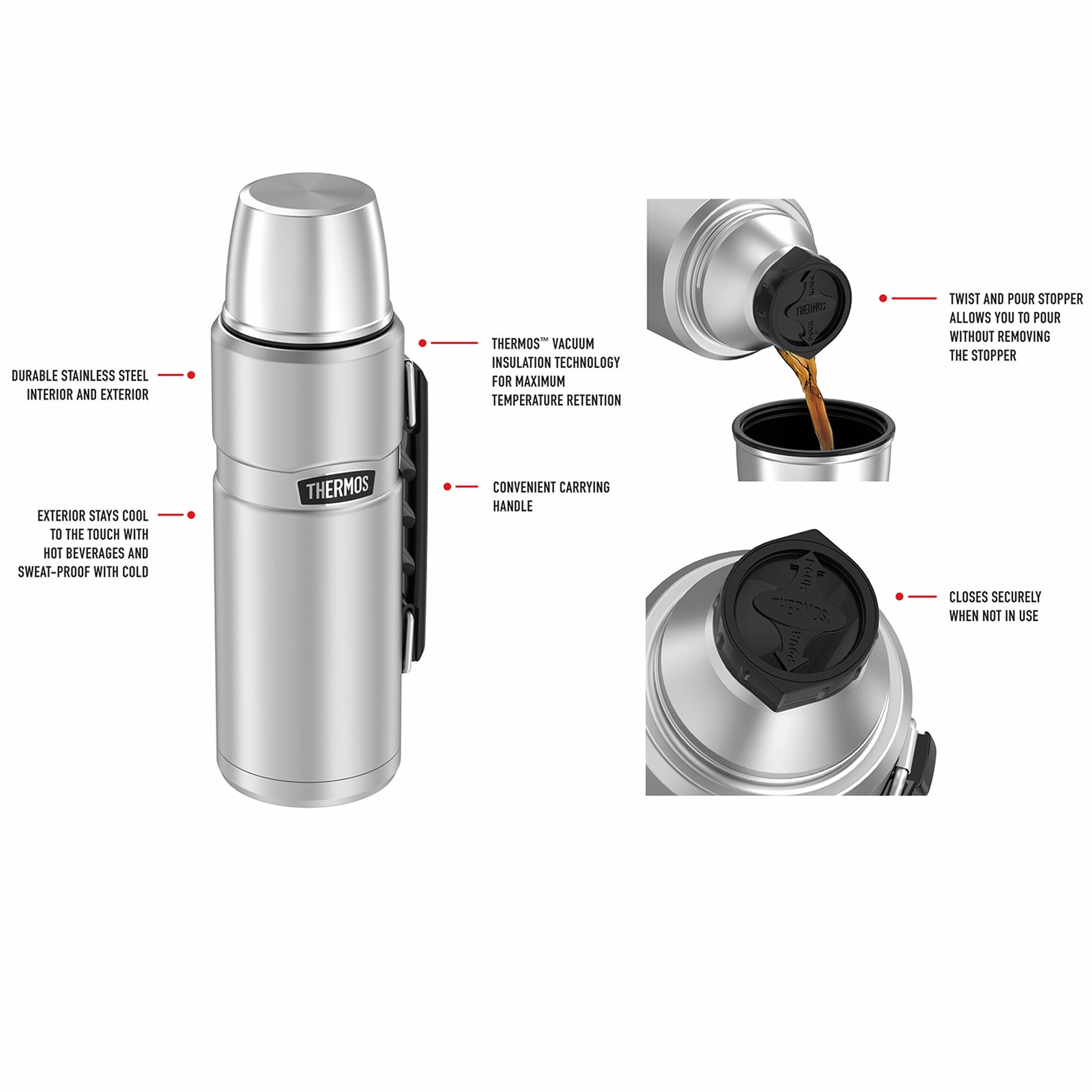 Thermos 1.2L Stainless King Stainless Steel Vacuum Insulated Flask