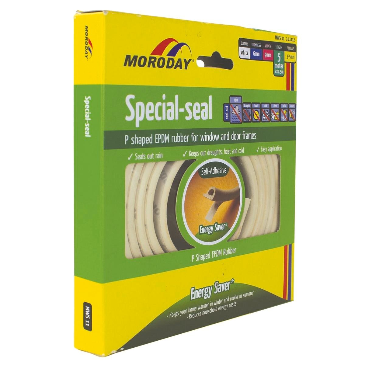 Moroday 5m White Self Adhesive Special Weatherseal - Moulded EPDM Rubber