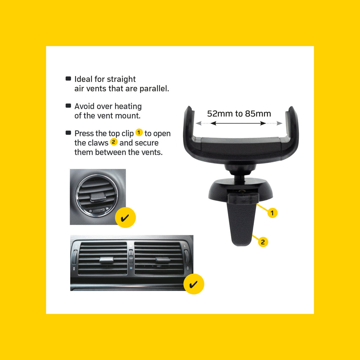 Antsig Black Vent Mount Smartphone Holder