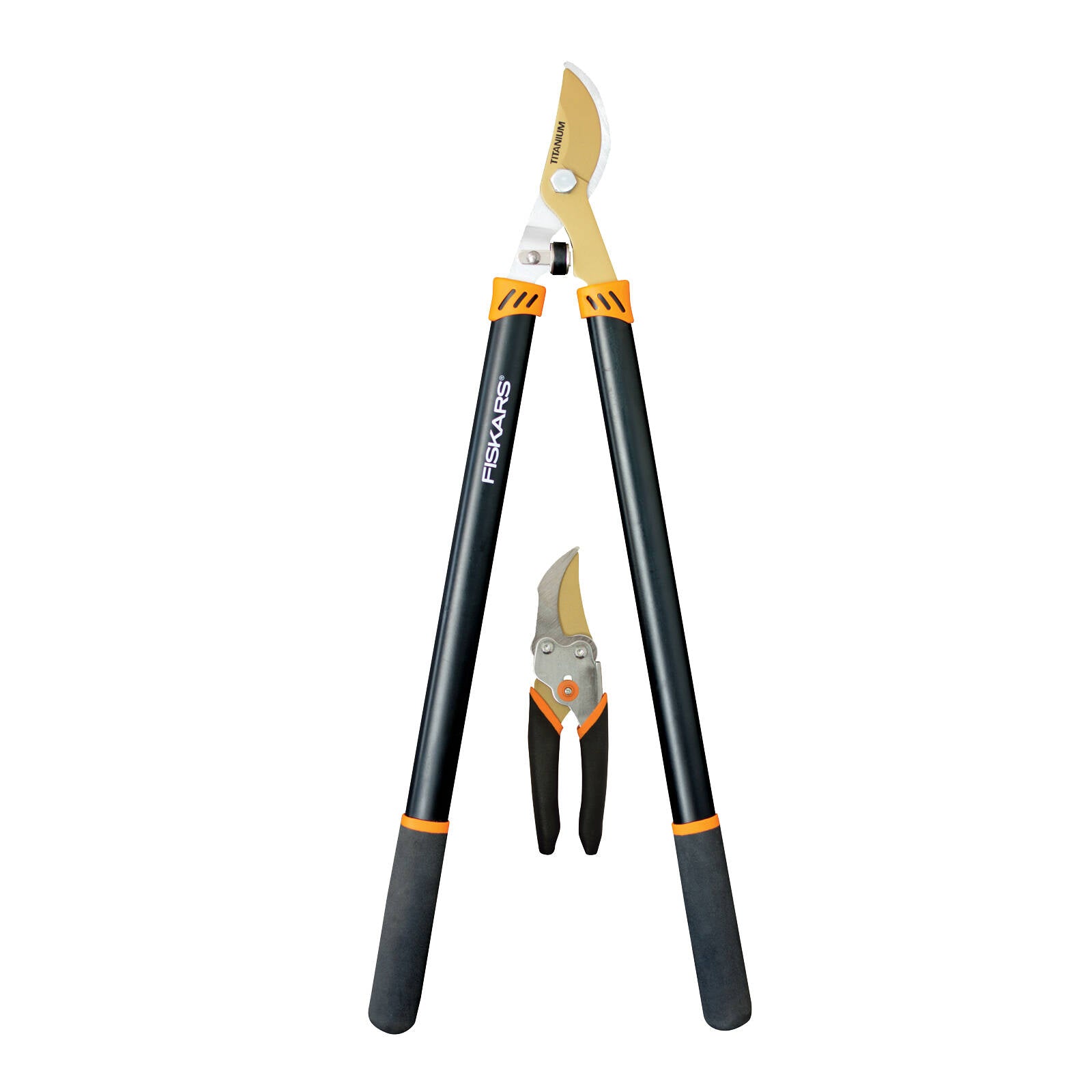Fiskars Titanium Lopper and Pruner Set 2 Piece, Titanium-Coated Blades, 38mm & 16mm Cut