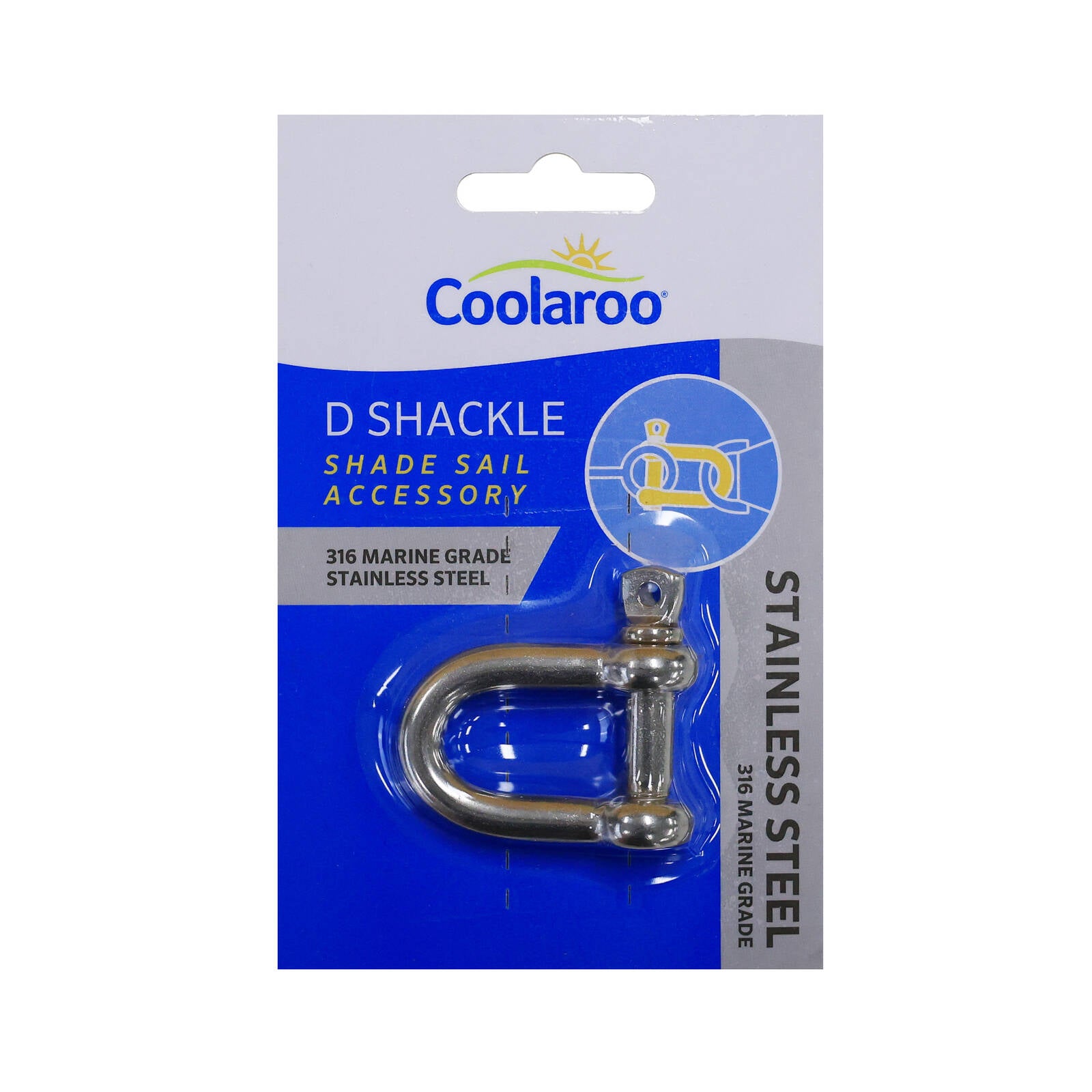 Coolaroo Shade Sail D Shackle - 45 x 50mm Marine Grade 316 Stainless Steel