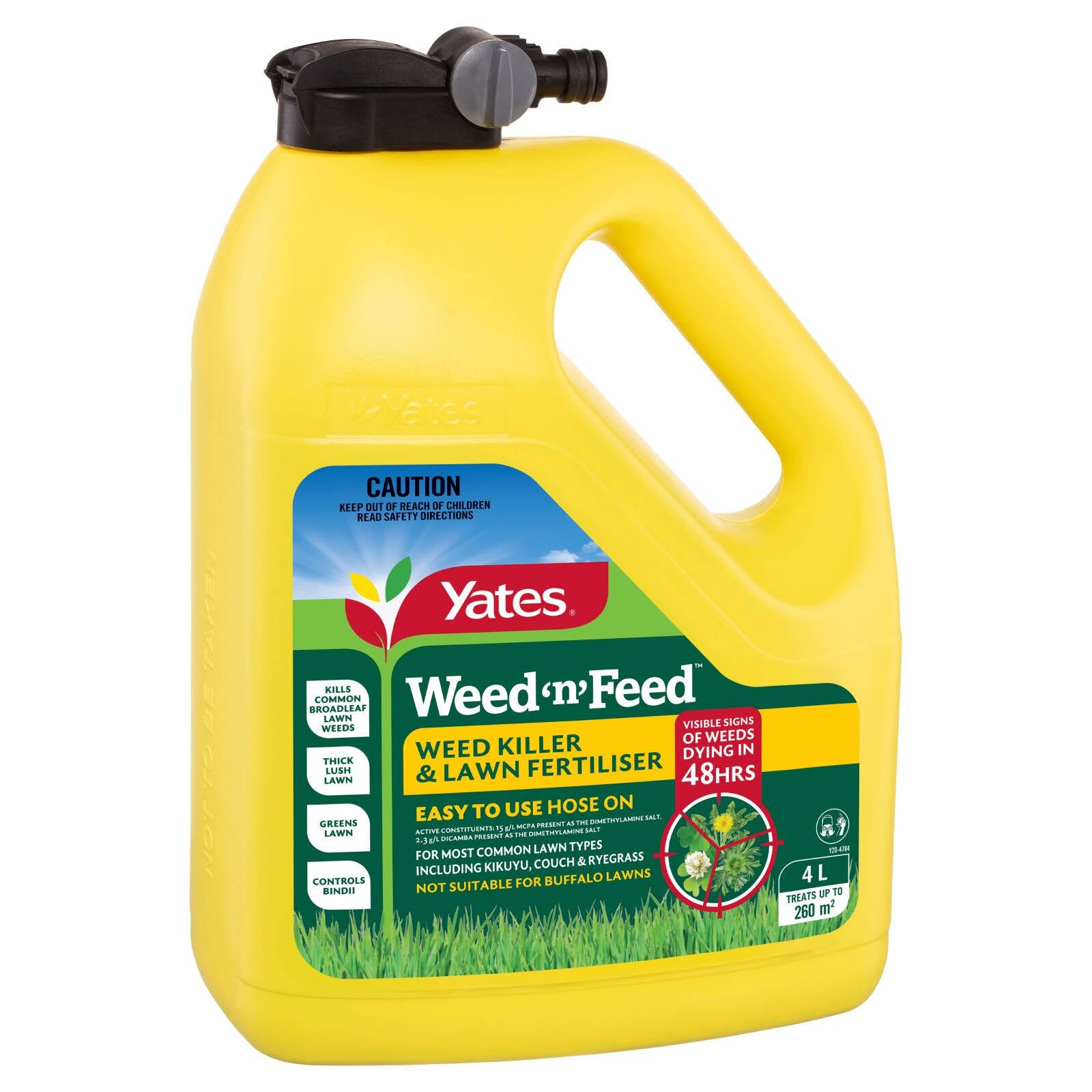 Yates 4L Weed 'n' Feed Hose On Lawn Killer Ready To Use