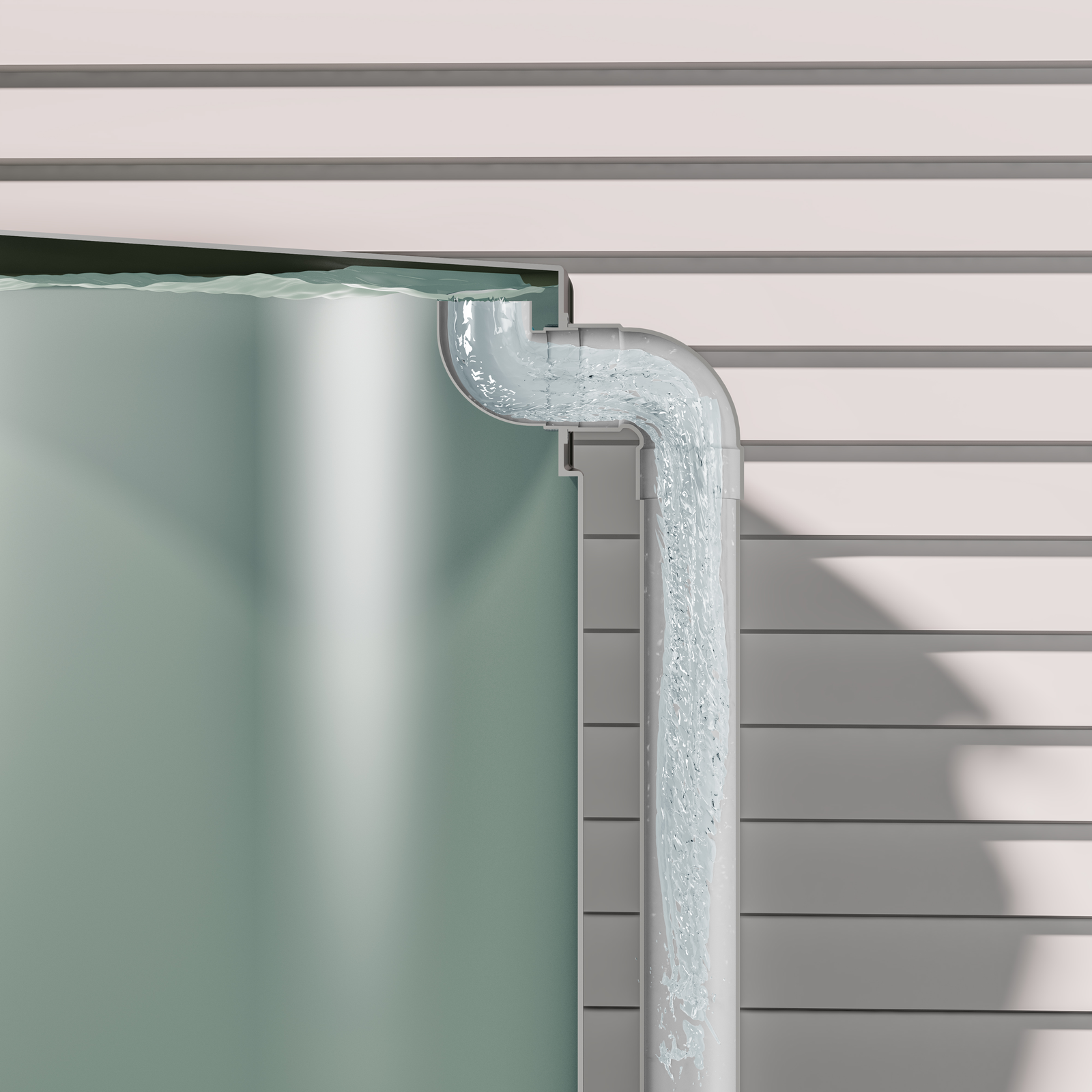 Rain Harvesting 90mm Flanged Tank Overflow, Extra High Volume, Grey PVC