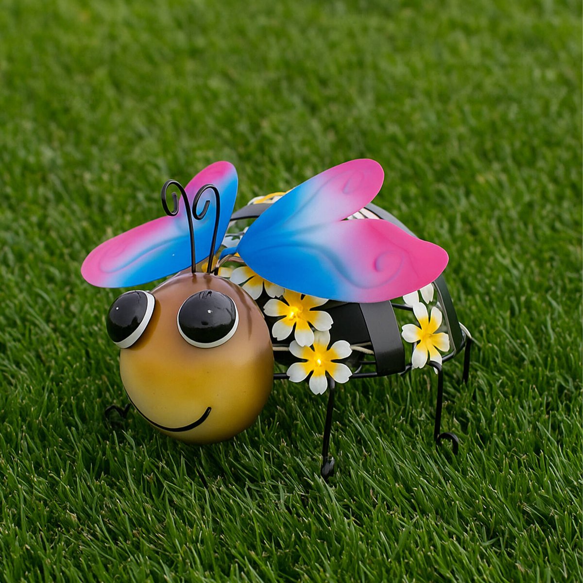 Click Solar Metal Animal Light Bee - 1.2V Rechargeable - Yellow/Pink - Outdoor Decor - SuperSaverAU - view 4