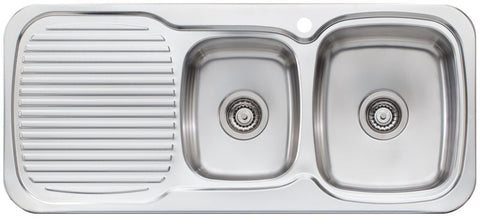 Oliveri Lakeland 1 and 3/4 Bowl Topmount Sink - Left Hand Drainer - 304 Stainless Steel - LL137