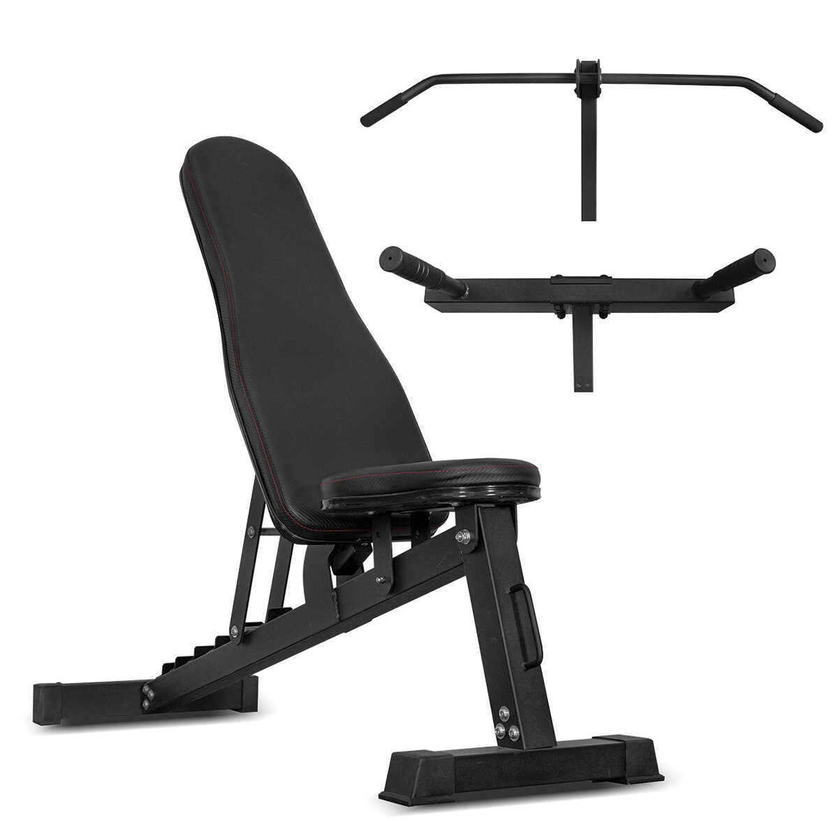 Cortex Exercise Bench Complete Set - Adjustable Angles, Chin-up and Dip Attachment, Black - BENCHBN6-SET