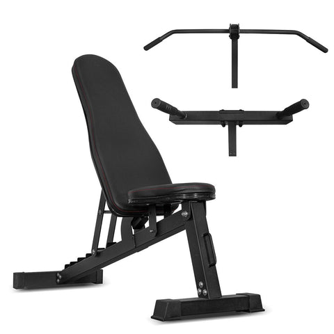 Cortex Exercise Bench Complete Set - Adjustable Angles, Chin-up and Dip Attachment, Black - BENCHBN6-SET