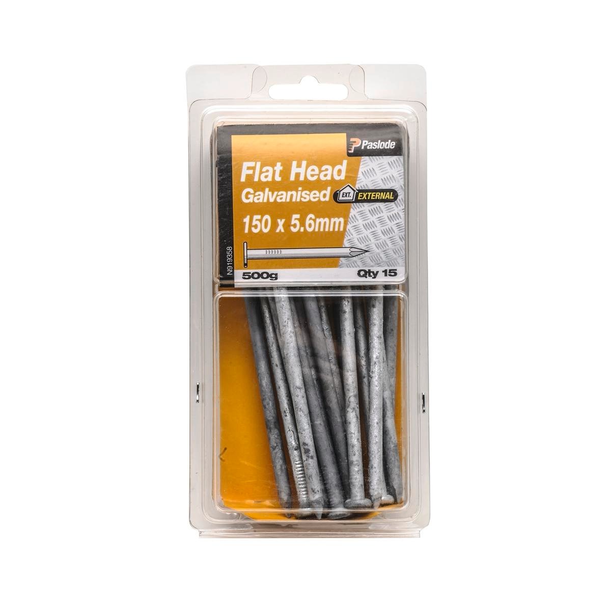 Paslode 150 x 5.6mm 500g Galvanised Steel Flat Head Nails - 15 Pack