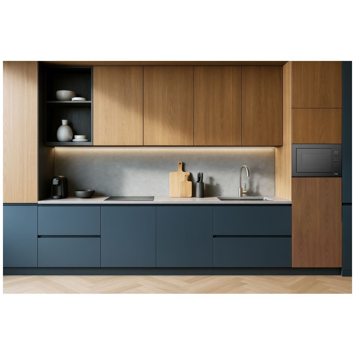 Omega 28L Built-In Microwave Oven 900W - Black Glass - 8 Auto Programs - Defrost by Weight - OM28BF