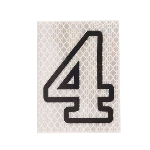 Sandleford 80mm Silver Night Shine Self Adhesive Reflective House Number 4, Polycarbonate