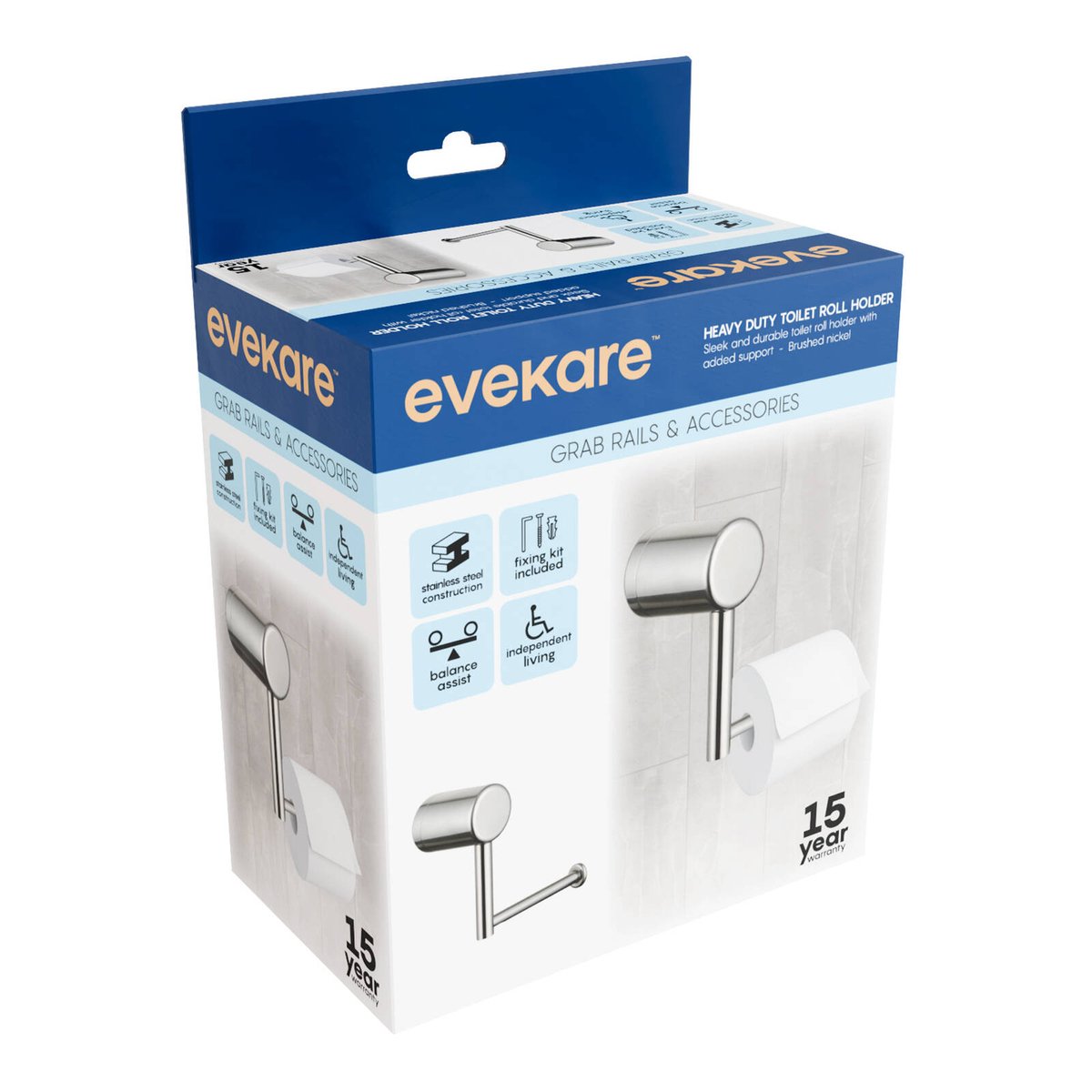 evekare Brushed Nickel Toilet Roll Holder
