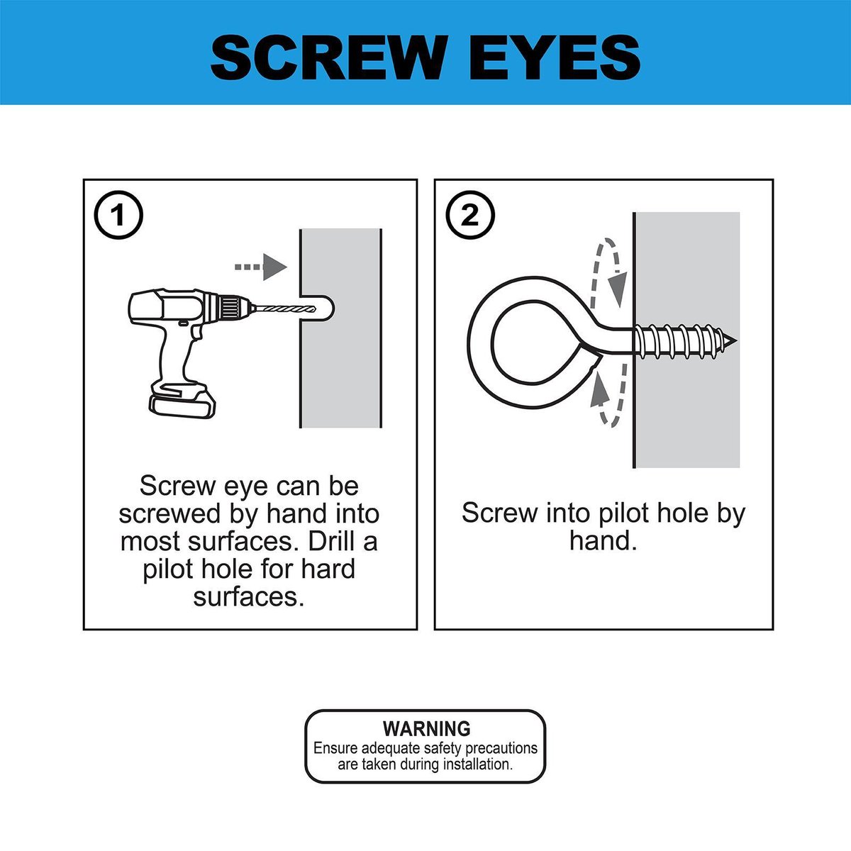 Everhang 8mm Zinc Plated Steel Screw Eye Hook - 5 Pack