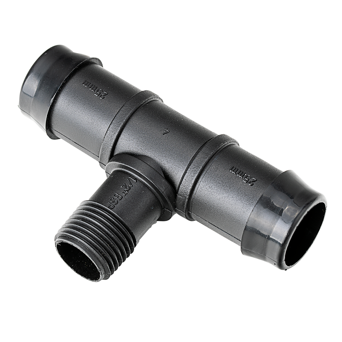 K Rain 25mm Barbed Tee 15mm Bsp Male - Pack of Multiple - Black - 110mm x 50mm x 280mm - SuperSaverAU - view 1