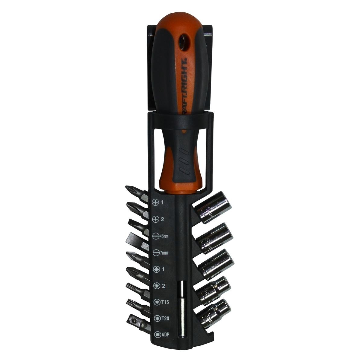 Craftright 15 Piece Screwdriver and Bit Set - 250mm x 70mm x 60mm - Orange Grey Silver - SuperSaverAU - view 1