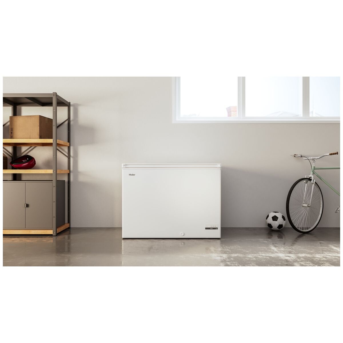 Haier 301L Hybrid Chest Freezer - White, Four-Sided Cooling, 5.5 Star Energy Rating - HCF300W