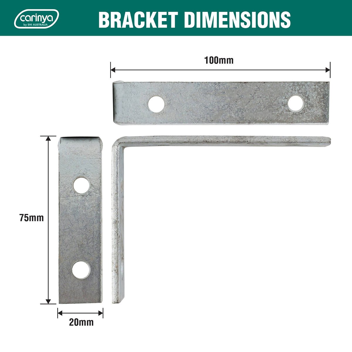 Carinya Heavy Duty Angle Bracket 100 x 75mm - Zinc Plated - 150kg Capacity - SuperSaverAU - view 5