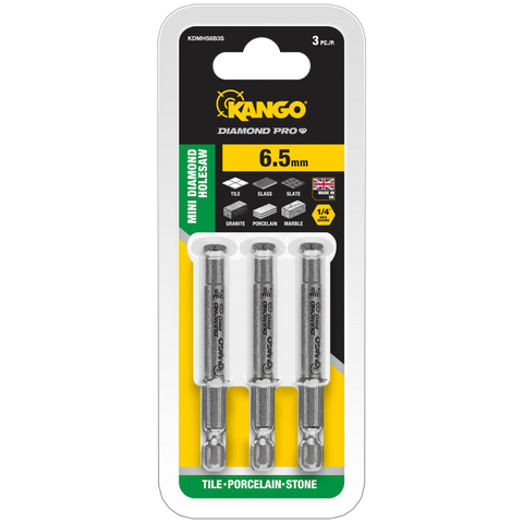 Kango 6.5mm Diamond Pro Mini Diamond Hole Saw 3 Pack Tile Porcelain Glass