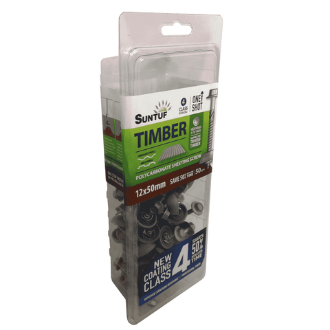 Suntuf One Shot Polycarbonate Roofing Screws 50mm Galv Hex Head - 50 Pack