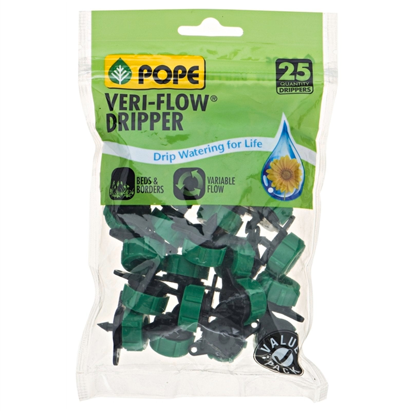 Pope Veriflow Adjustable Dripper - 25 Pack, Black Polypropylene