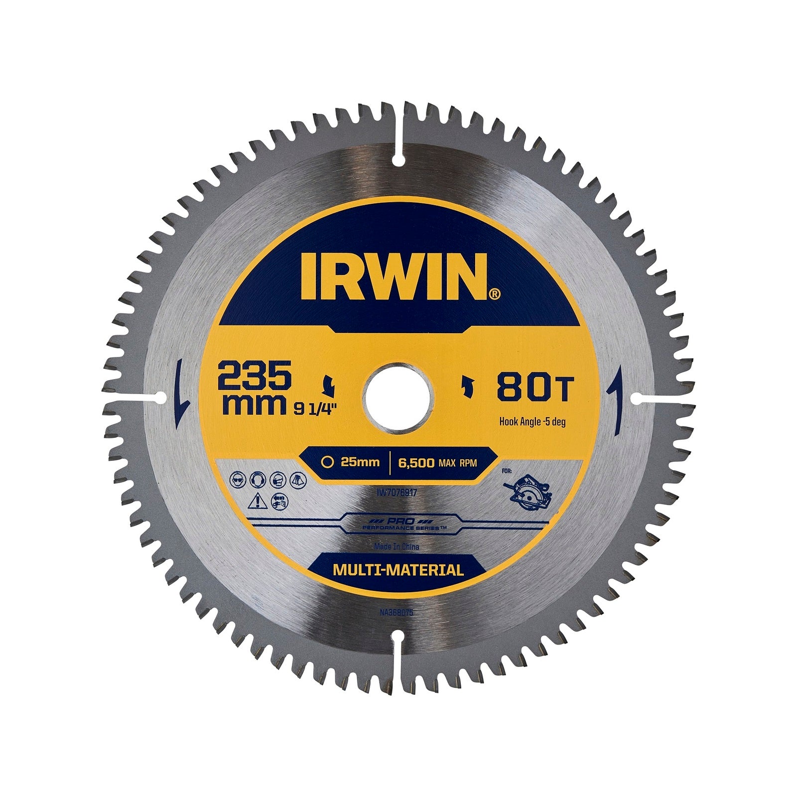 IRWIN 235mm 80T Marathon Pro Multi Material Circular Saw Blade - 25mm Arbor