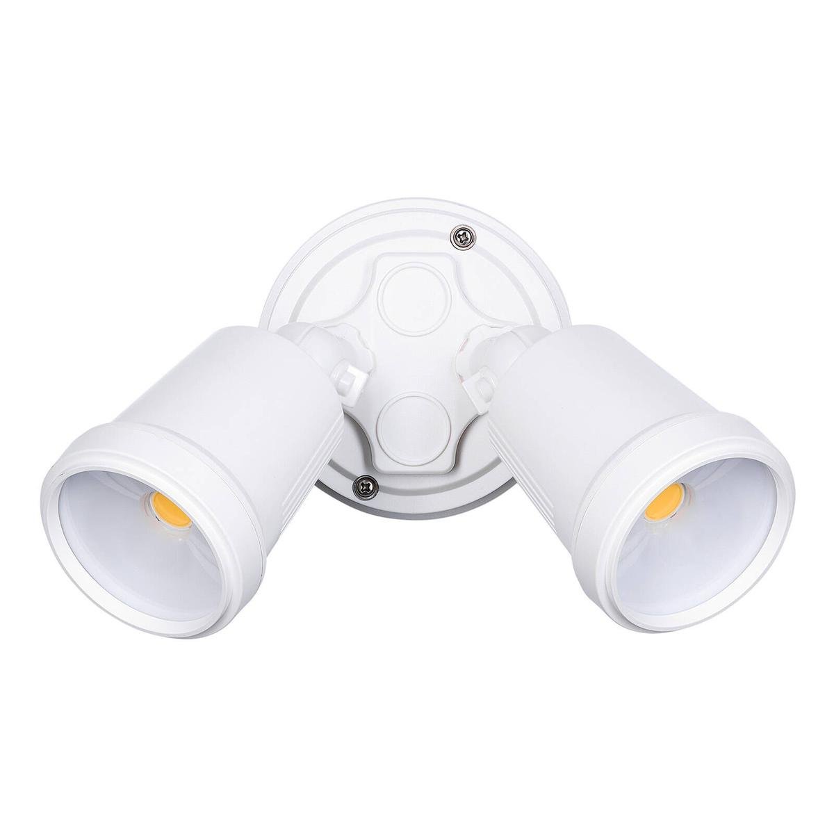 Brilliant Raptor III Twin 20W Outdoor Flood Light White, Adjustable Heads, Weather Resistant 22601/05