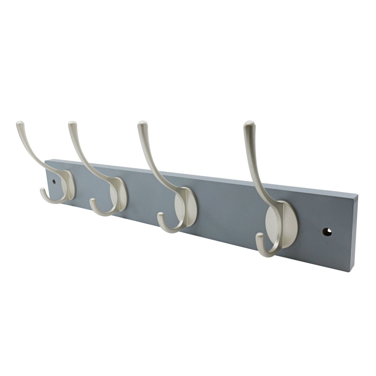 Adoored 4 Double Silver Hook Grey Board Decorative Hook Rack, Timber/Steel