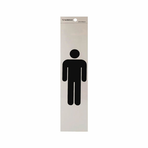 Sandleford 245 x 58mm Gentlemen Symbol Self Adhesive Sign, Gloss Silver Weather Resistant Polycarbonate