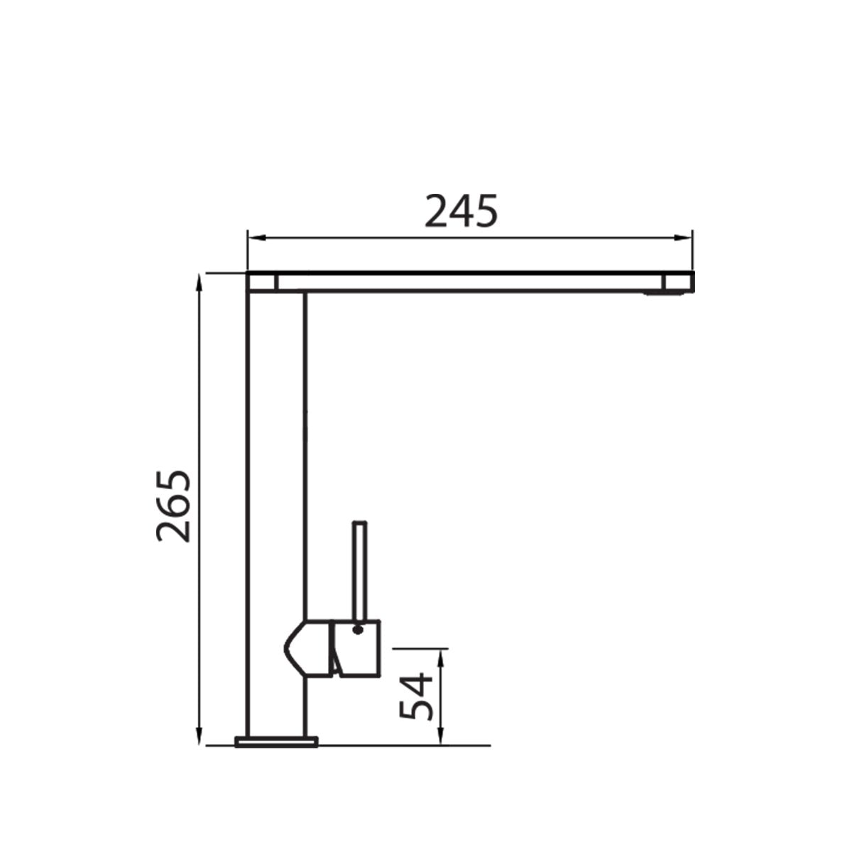 Oliveri Essente right angle kitchen mixer tap - 316 marine grade stainless steel - 5 star WELS - SS31640