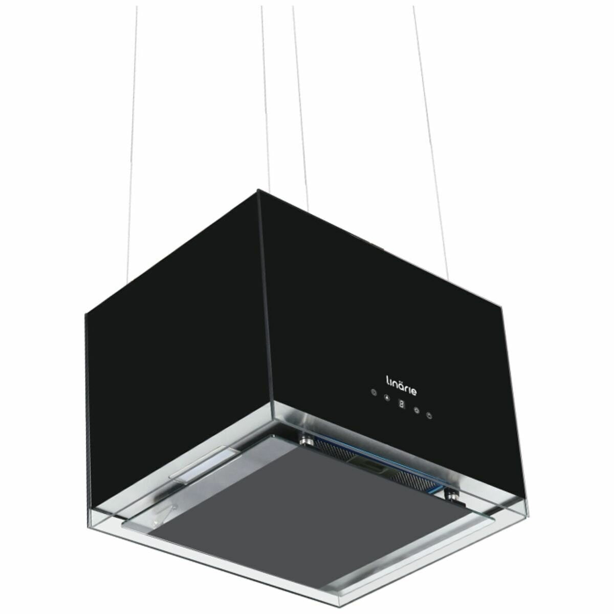 Linarie 50cm Island Rangehood - 700m³/h, 3 Fan Speeds - Black Glass Finish, Touch Controls - RAHID50BG