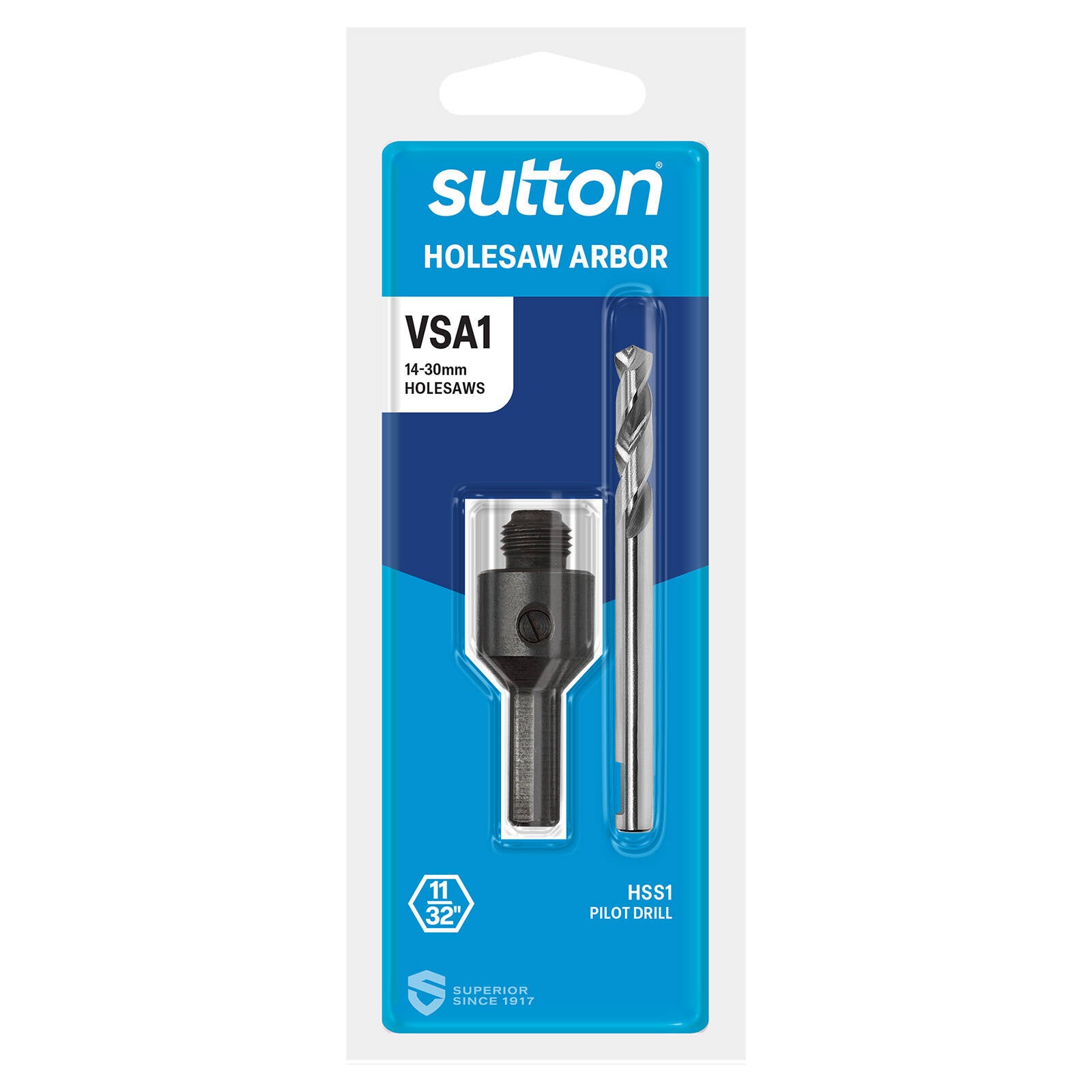 Sutton Tools VSA1 Holesaw Arbor for 14-30mm Holesaws, 1/2" UNF Thread