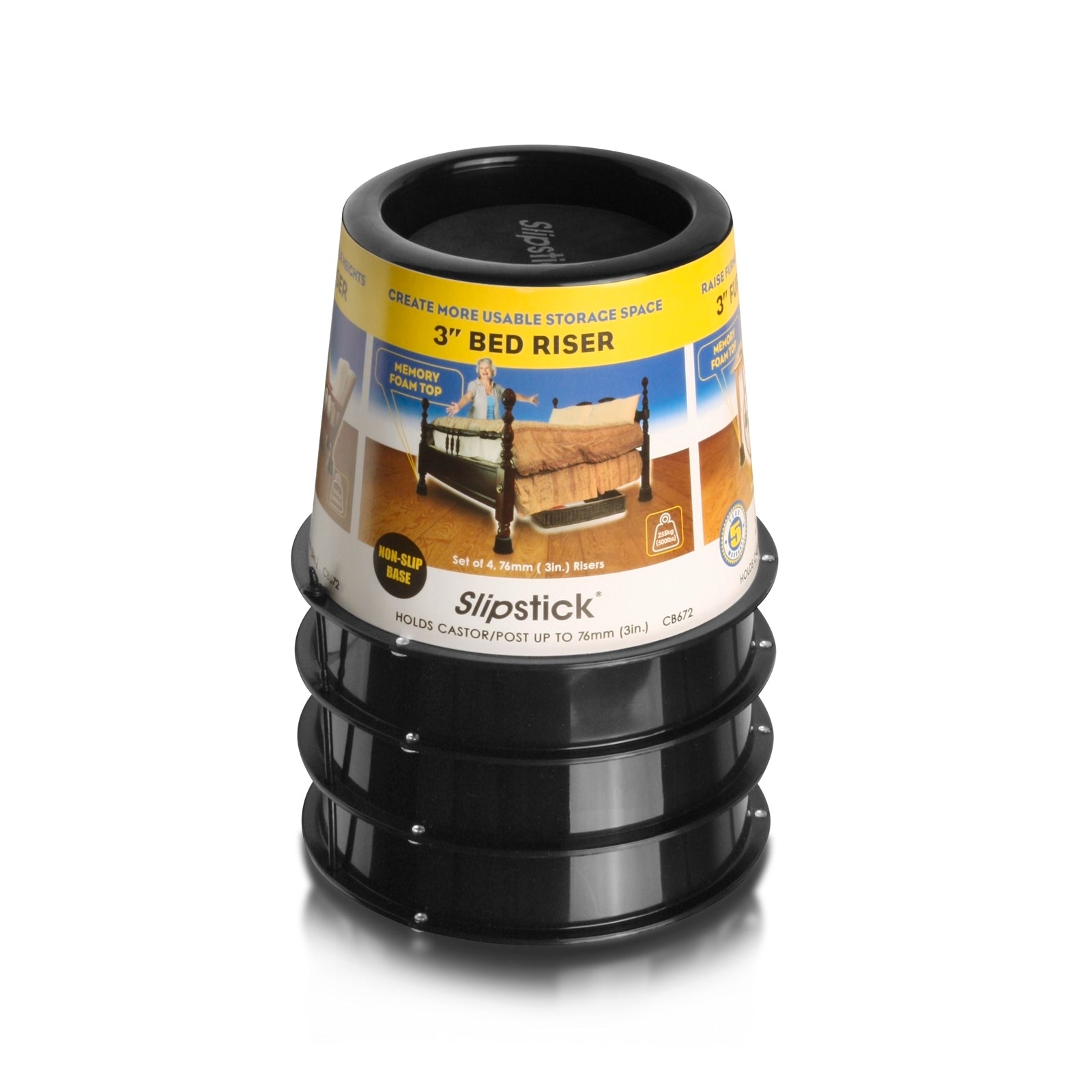 Slipstick 76mm Black Furniture Riser 4 Pack