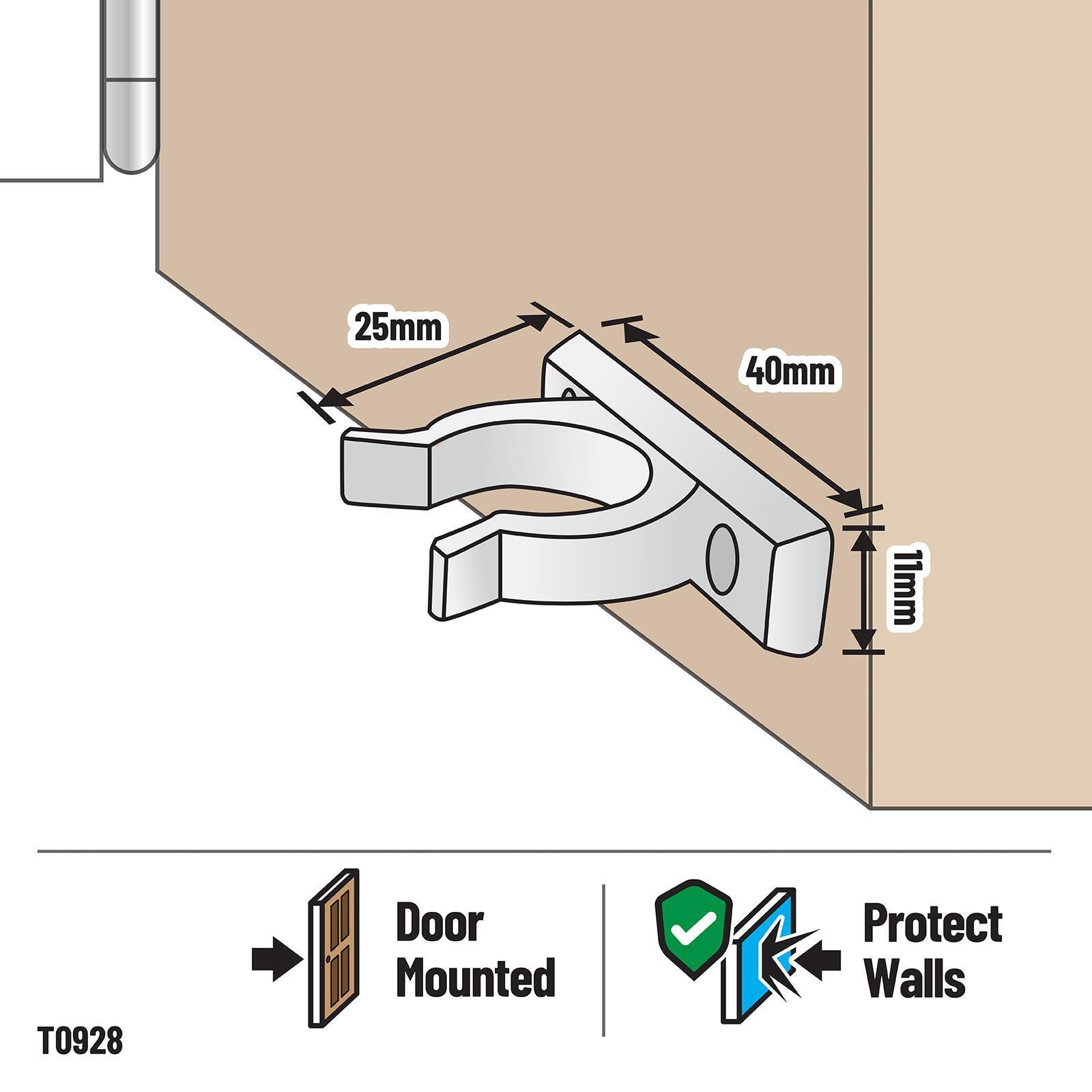 Adoored 40mm White Plastic Door Clip - Weather Resistant Door Holder