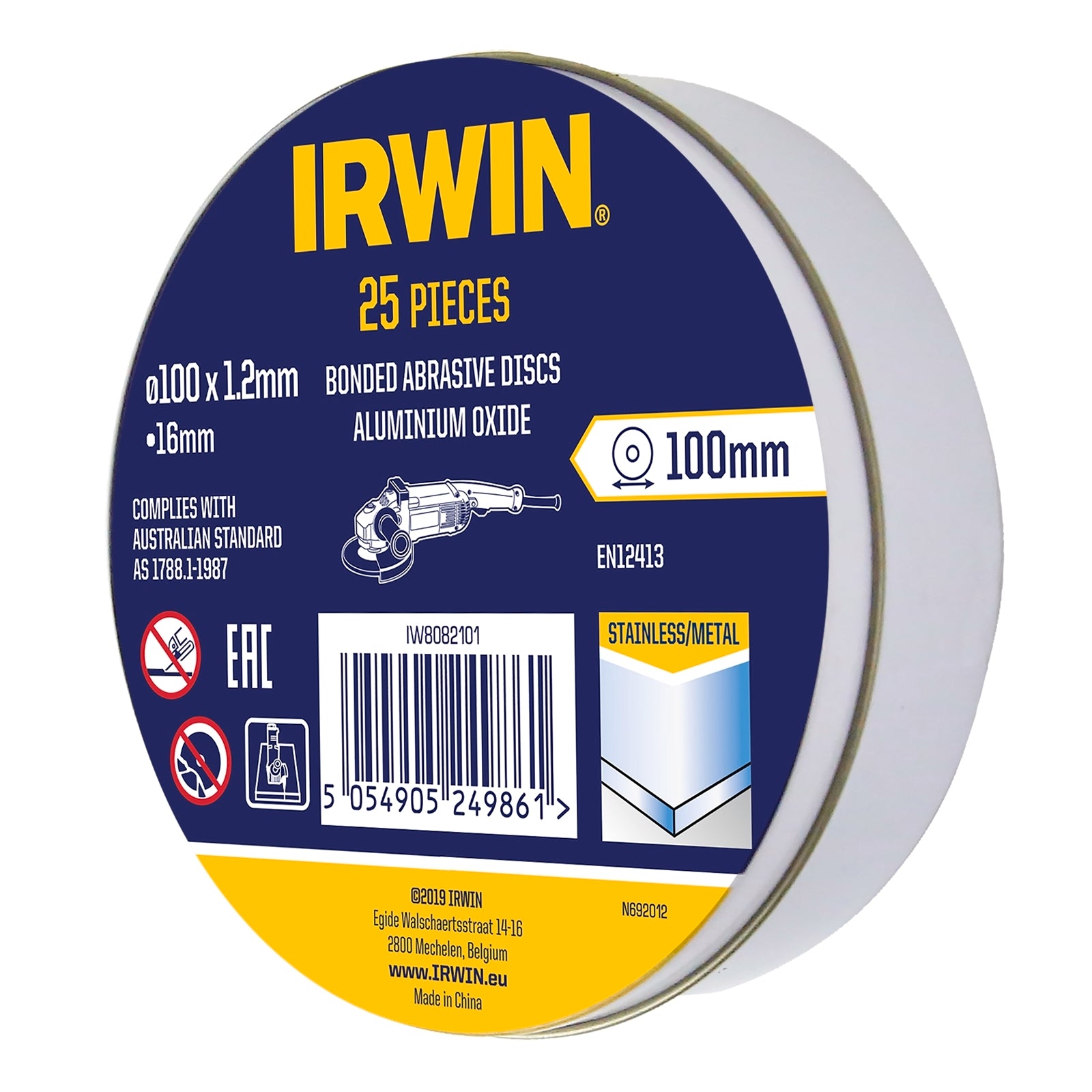 IRWIN 100 x 1.2 x 16mm Metal Cut Off Disc 25 Pack
