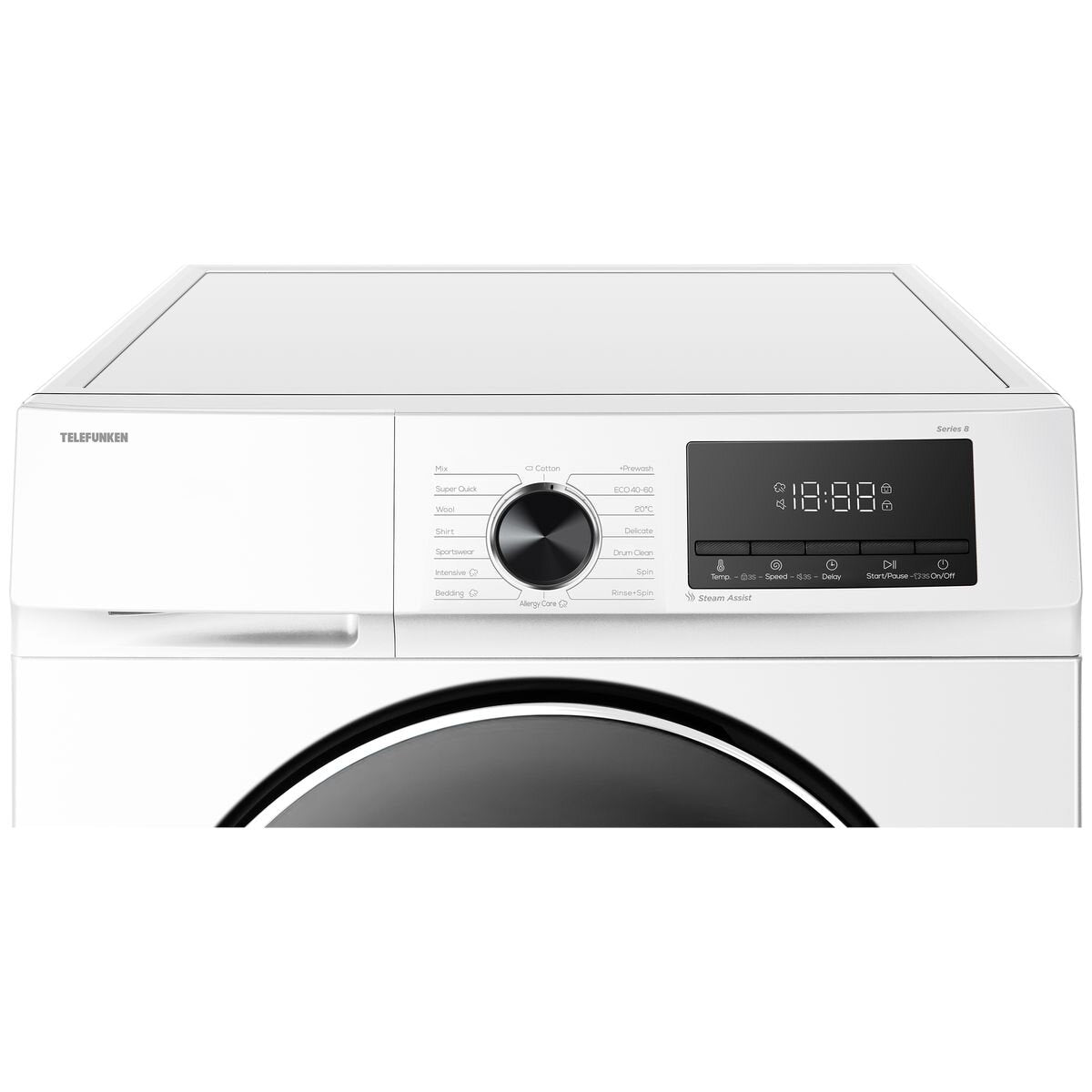 Telefunken 7.5kg Front Load Washing Machine with Steam - White, 5 Star Energy, Inverter Motor - TF750AUFL8