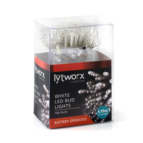 Lytworx 4.95m 100 Cool White LED Battery Operated Fairy Lights IP20 58230