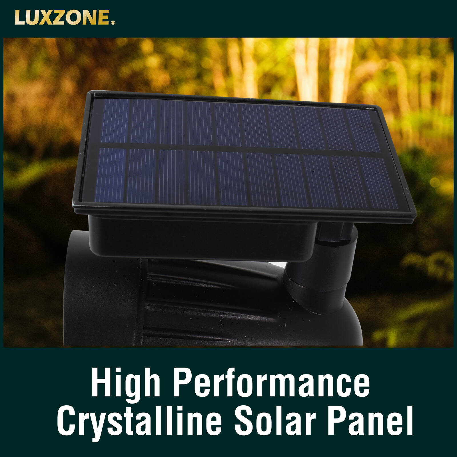 Luxzone 35cm 60lm Aluminium LED Solar Pathway Light, Adjustable Head, Weather Resistant