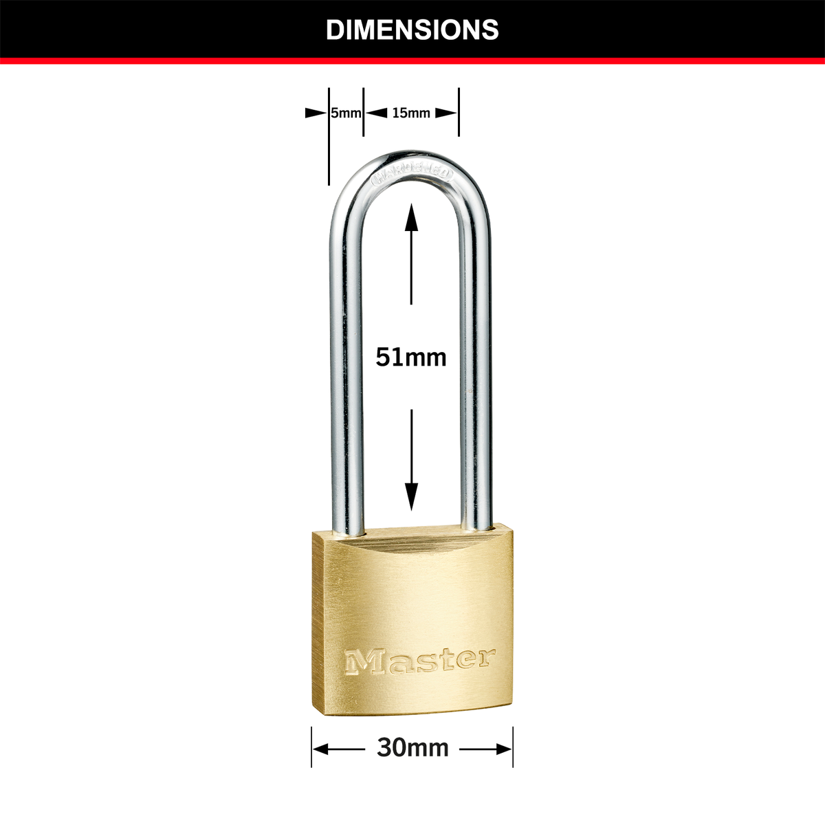 Master Lock 30mm Solid Brass Padlock Hardened Steel Shackle