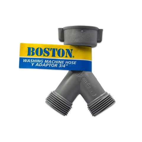 Boston 3/4" Washing Machine Y Hose Adaptor, Grey Plastic BSP
