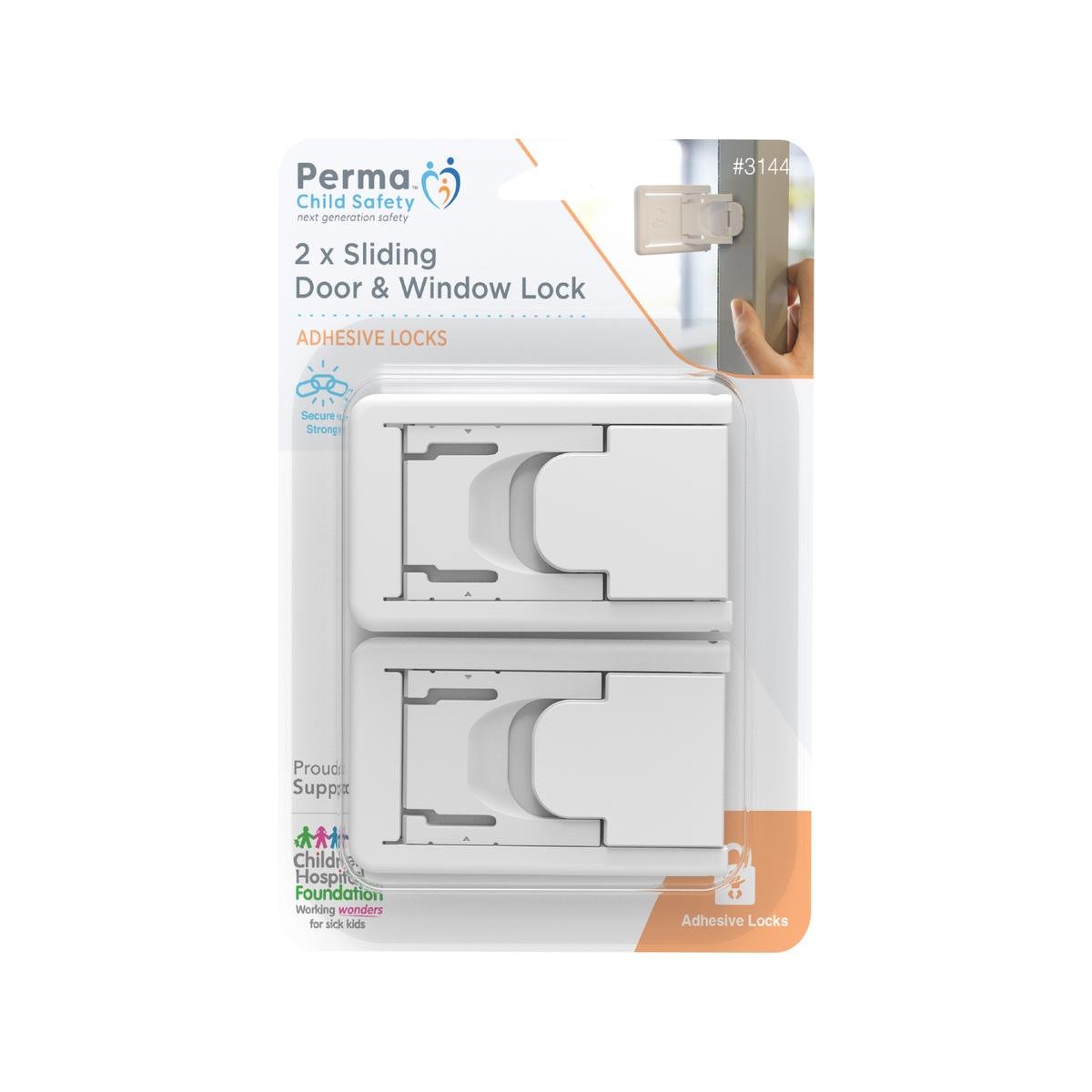 Perma Child Safety Sliding Door and Window Lock 2 Pack - 48mm x 77mm - Easy Installation - Dual Movement Lock - SuperSaverAU - view 1