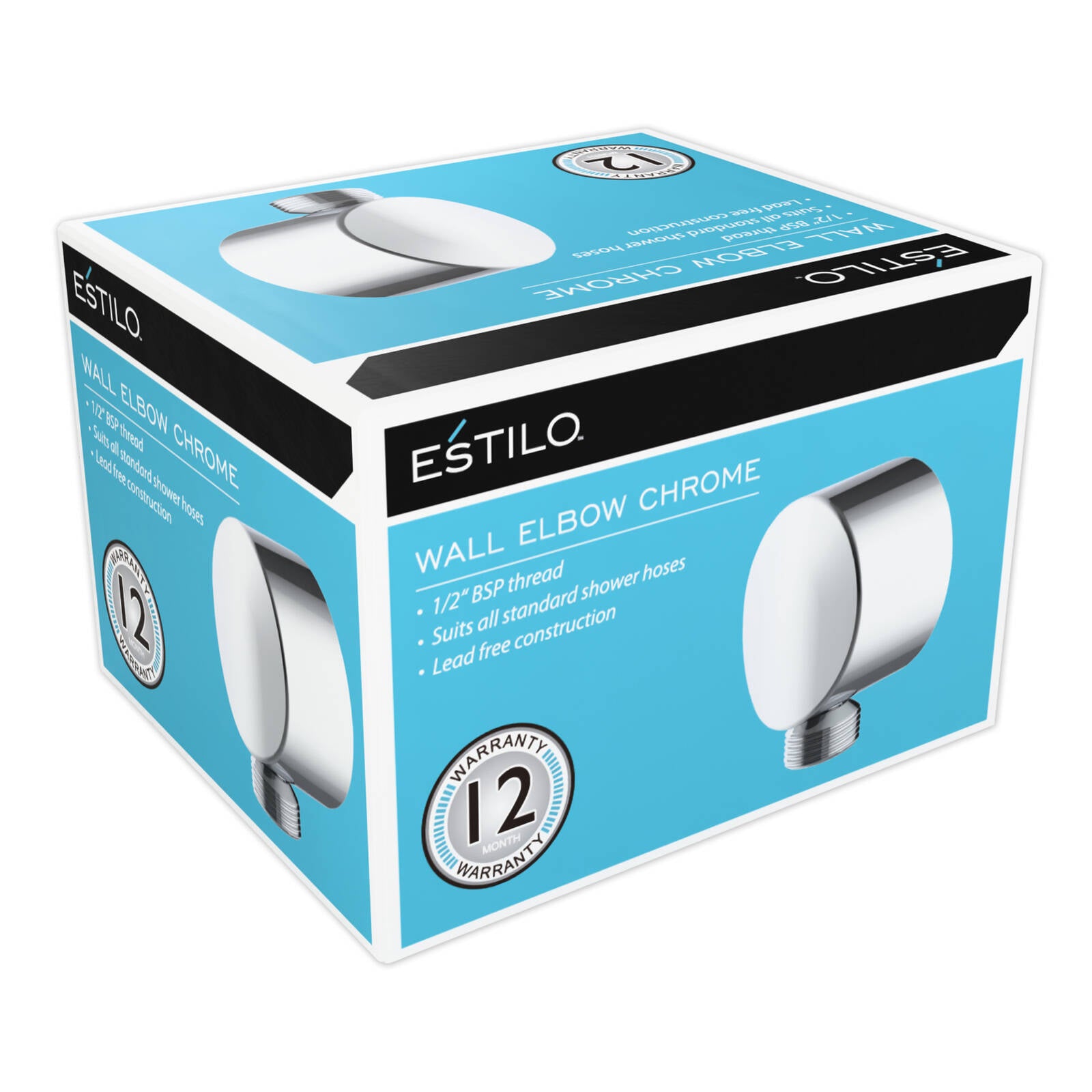 Estilo Chrome Wall Elbow, ABS