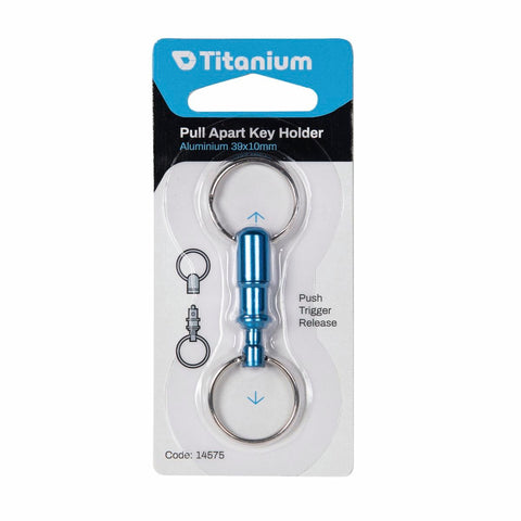 Titanium Aluminium Trigger Release Key Holder - 2 Steel Key Rings - 10mm x 39mm x 39mm - SuperSaverAU - view 1
