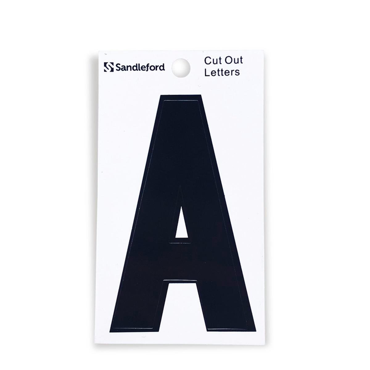 Sandleford 85mm Black Cut Out Self Adhesive House Letter A - Weather Resistant Gloss