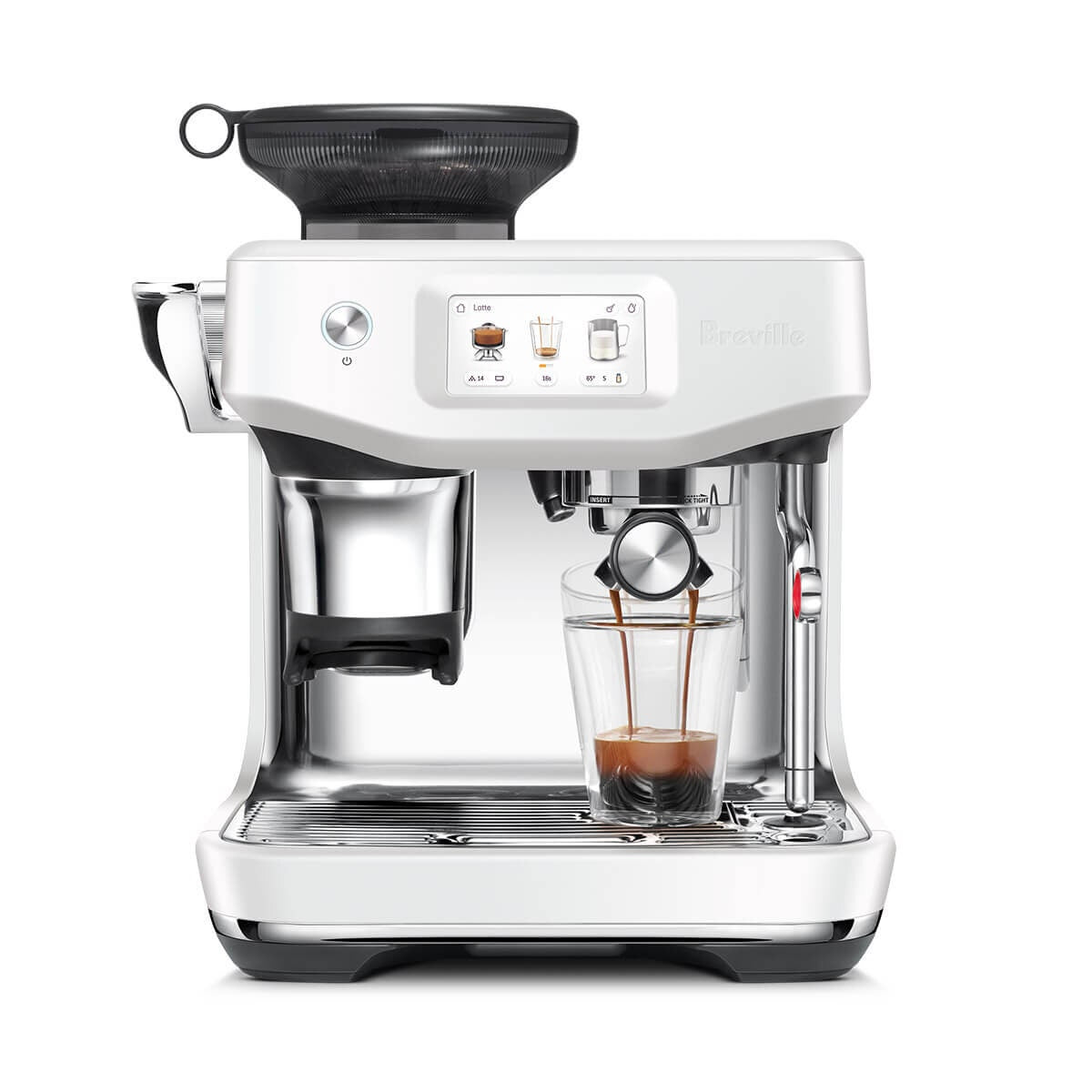 Breville Barista Touch Impress Coffee Machine - 13 Presets, Auto MilQ, Sea Salt White - BES881SST2IAN2