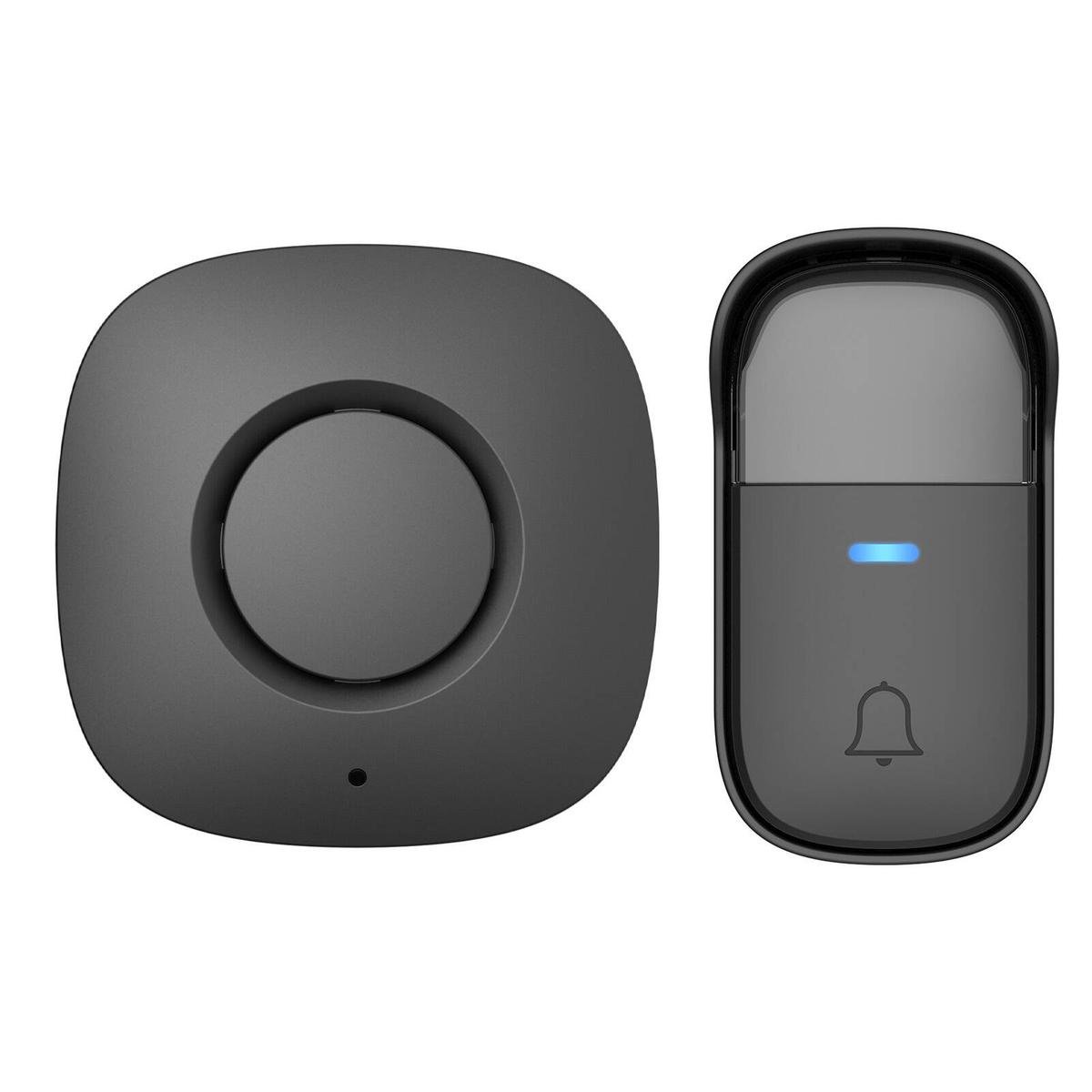 Arlec Black Plug-in Wireless Door Chime With 150m Kinetic Push Button KDC02BK