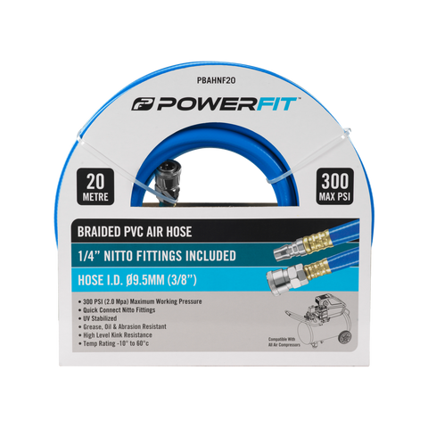 Powerfit 20m Braided Air Hose with Nitto Fittings - 300 PSI - Durable - SuperSaverAU - view 1