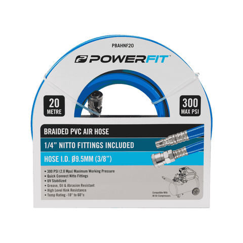PowerFit 20m Braided Air Hose with Nitto Fittings 300 PSI