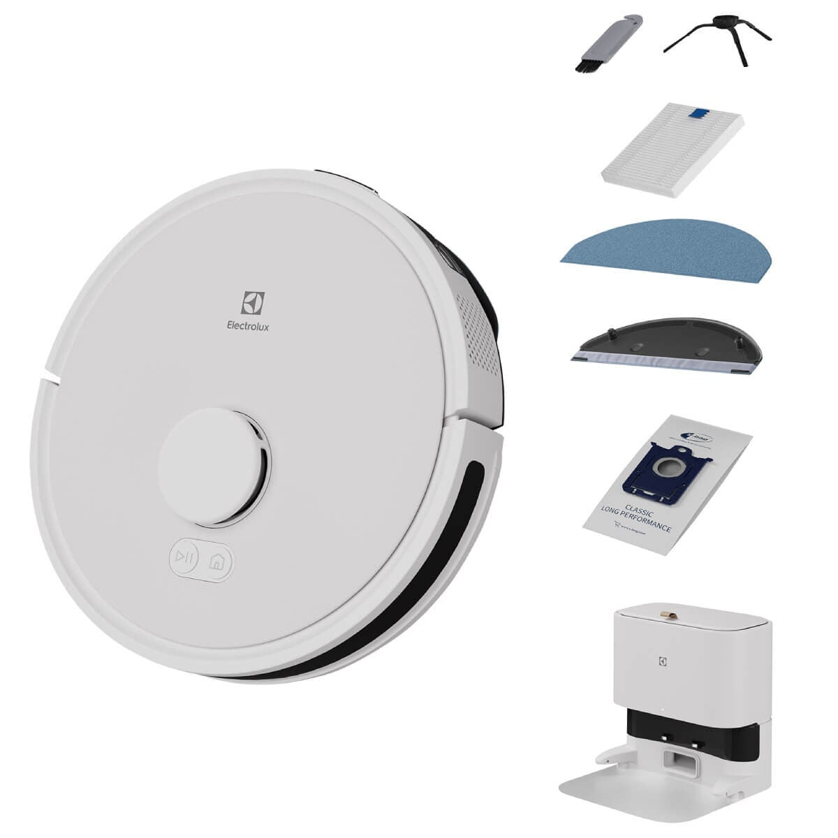 Electrolux Ultimate Home 300 Robot Vacuum and Mop - 4000Pa Suction, LiDAR Mapping, Shell White - EFR71222DS
